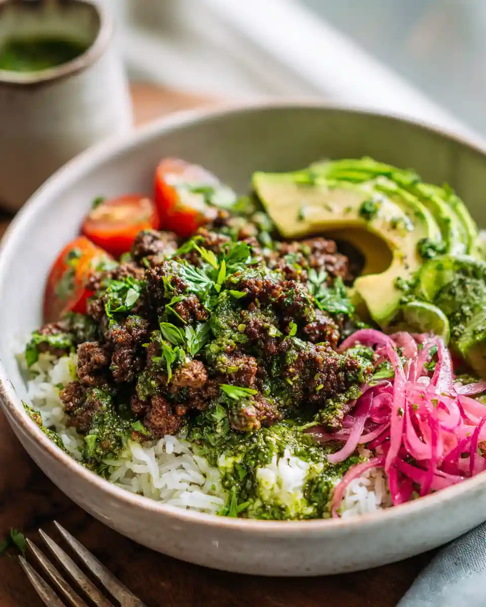 Ground Beef Chimichurri Bowls
